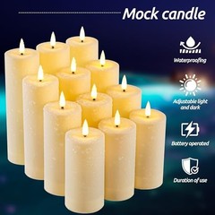 12 Pack Outdoor Waterproof LED Flameless Simulated wick#12 Simulated wick#12