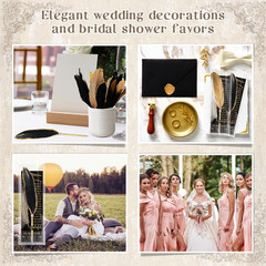 25 Sets Feather Pen Wedding Favors Bulk Bridal Shower Quill Ballpoint Pens Gold
