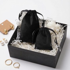 12pcs Black Velvet Drawstring Bags 3×4 inches Small Velvet Cloth Bags Jewelry