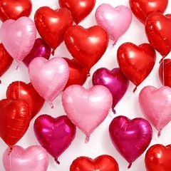 18 Pcs Heart Shape Balloons Red Pink Hot Pink Valentines Day Balloons Love