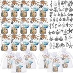 48 Sets Beach Wedding Favors – Nautical Glass Message Bottles with Corks & Seash