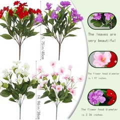 4 Pcs Artificial Flowers for Outdoors UV Resistant Silk Impatiens and