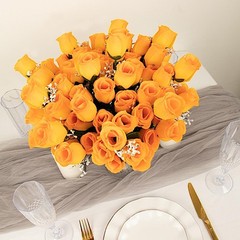84 Orange SILK ROSE BUDS Wedding Party Flowers Bouquets Decorations on SALE
