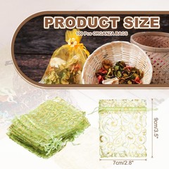 100Pcs Organza Bags 2.8×3.5 Inch Candy Bags Mesh Bag Jewelry Bag Light Green