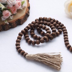 Brown 55 in Wood Bead Chain Tassels HANGING GARLAND Party Events Home