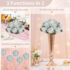 Baby Breath Flower Balls: 8.6 inch Diameter Artificial Rose Fake 2 Pcs White