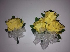 Hand Made pin on Corsage and boutonniere Set