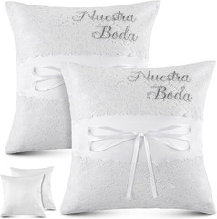 2Pcs Wedding Embroidered Kneeling Pillows Nuestra Boda 18 X 18 Inch Embroidered