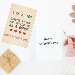 Funny Step Dad Fathers Day Card, Humor Bonus Father’s Day Card Gifts for Dad …