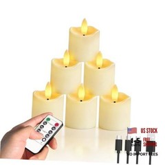 Rechargeable Flameless Candles with Remote Timer, 6pcs LED 6pcs,Smooth