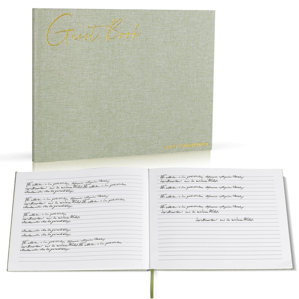 Utron Elegant Wedding Guest Book, Linen Guestbook to Sign in, Polaroid Green