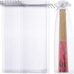 50Pcs White Organza Drawstring Bags for Folding Hand Fans Wedding Party Favor Ba