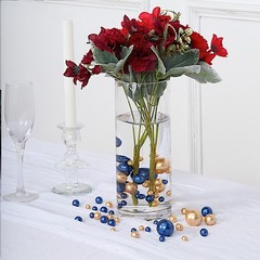 200 Assorted NAVY BLUE GOLD Faux PEARL BEADS Vase Fillers DIY Crafts Party Event