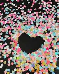 Iridescent Heart Confetti Valentines Day Table Scatter Sequins Heart Multicolor