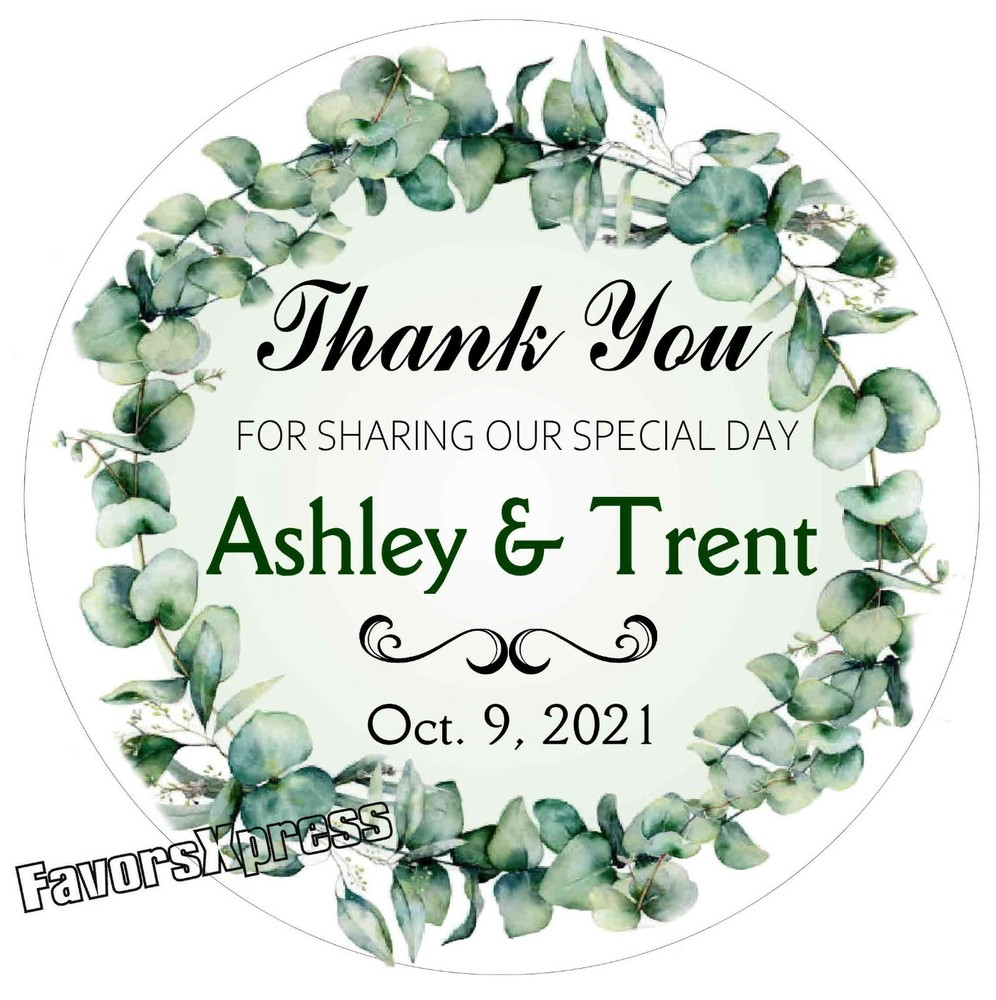 GREENERY EUCALYPTUS FLORAL WEDDING FAVOR STICKERS THANK YOU LABELS BRIDAL