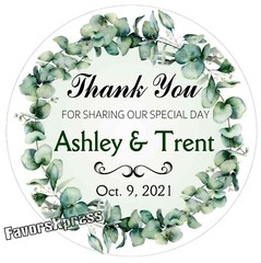 GREENERY EUCALYPTUS FLORAL WEDDING FAVOR STICKERS THANK YOU LABELS BRIDAL