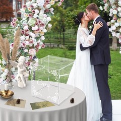 Clear Acrylic Wedding Card Box Slot Lock Large Gift Reception Anniversary