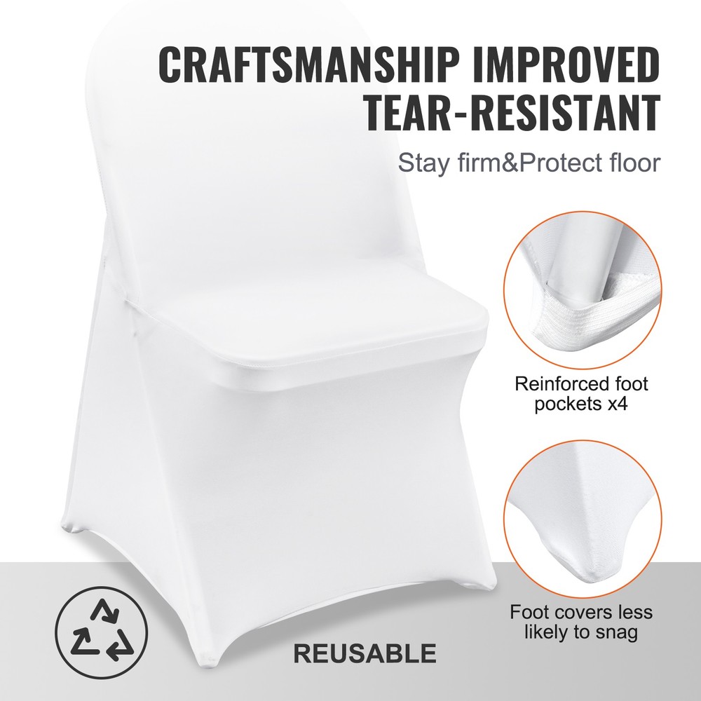 SIHAO 100PCS Stretch Spandex Folding Chair Covers Use For Wedding Party Dining