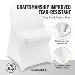 SIHAO 100PCS Stretch Spandex Folding Chair Covers Use For Wedding Party Dining