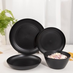 Liyh Love In Your Heart Liyh 48 Pcs Black Wheat Straw Plates And Bowls