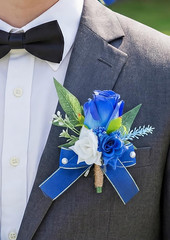 Royal Blue Corsage and Boutonniere Set for Wedding Prom, Artificial Rose Flow…