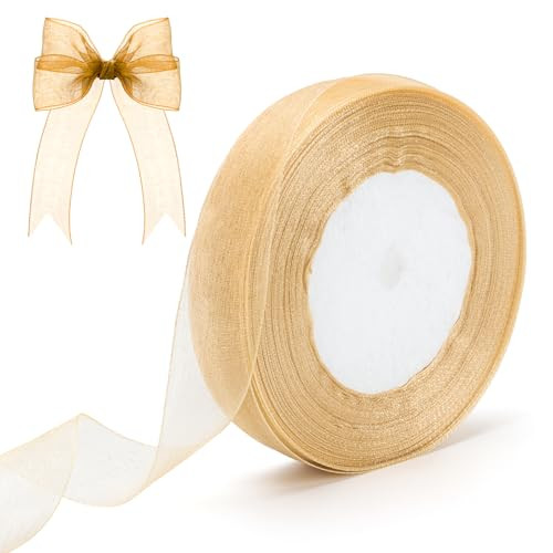 Champagne Gold Sheer Organza Gift Ribbon, 50 Yards *0.79 «Chiffon Tulle Mesh