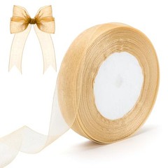 Champagne Gold Sheer Organza Gift Ribbon, 50 Yards *0.79 «Chiffon Tulle Mesh