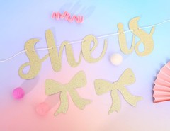 She is Tying The Knot Banner – Bridal Shower Gold