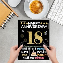 Joycard 18th Anniversary Card for Women Men, Wedding Card for Wife Husband, S…