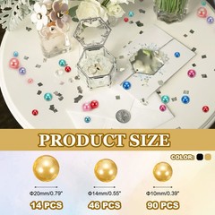 150 Pcs Pearl Bead for Vase Filler, 20/14/10mm Floating Beads(Black Yellow)