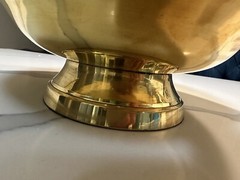 Brass Finish Metal Bowl Compote Base Candle Holder Center Piece Table Decor 12″