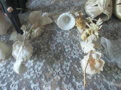 LOT OF 12 VINTAGE WEDDING TOPPERS/ACCESSORIES SHOES/VEIL.FLORAL ARCH 1940’S