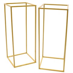 2x Metal Floor Stand Column Cube Shape Flower Holder Wedding Backdrop Decoration