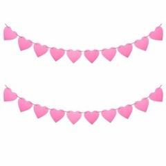 2 Pack Pink Heart Garland Felt Heart Banner Hanging Heart Garland for Romantic