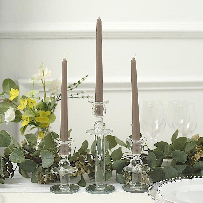 120 Taupe Premium 10″ Taper Candles Unscented Dinner Party Wedding Decorations