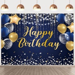 Happy Birthday Backdrop 7x5ft for Men Boys Navy Blue and Gold Happy Birthday …