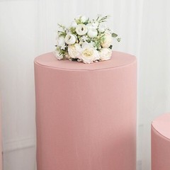 5 DUSTY ROSE Fitted Spandex Cylinder Display STAND COVERS Set Party Decorations