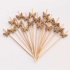 100 Natural Biodegradable Butterfly Cocktail Sticks Party Events Decorations