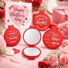 Set of 64 Red Mini Compact Mirrors for Women – Inspirational Small Gifts