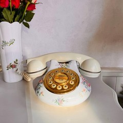 Royal Albert Porcelain Phone – Constance Pattern, Cream Floral Receiver, Figurin