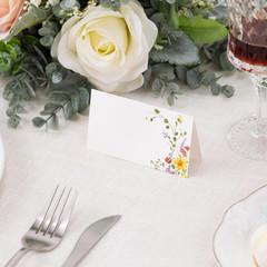 120 Pack Wildflower Table Place Cards Blank Seating Place Name Cards for Wedding