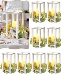 Rustic Wooden Lantern Centerpieces 16pcs Wedding Party Table Decor Flameless LED