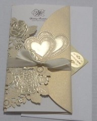 25 Pcs Gold Wedding Laser Cut Invitation Cards Rose Heart Greeting & Envelopes