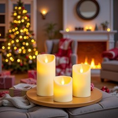 Led Flameless Candles Outdoor Indoor Battery Operated Flickering Ivory-3 Pack