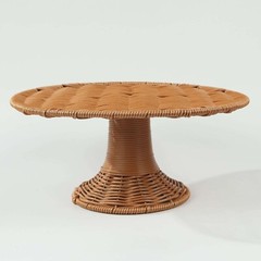 12″ Natural Plastic Rattan Wicker Pedestal Cake Stand Wedding Decorations