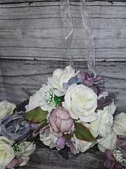 5 Wedding Table Centerpieces, Floral Reception Centerpiece,Vintage Style, Purple
