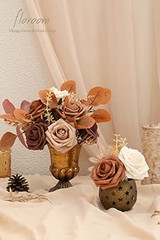 Artificial Flowers 25pcs Real Looking Earth Tones Ombre Colors Foam Fake
