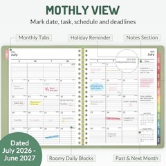 Planner 2026-2027, Academic Planner 8.5″x11″ (Jul 2026-Jun 2027) olive green