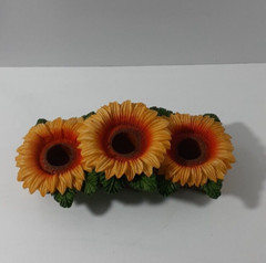 Sunflower Harvest Centerpiece Tabletop Decor 3 Compartments Resin Candle-holder