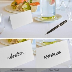 50 Pcs 2 x 3.5 Inch Food Labels for Party Buffet, White Place Cards, Tent Car…